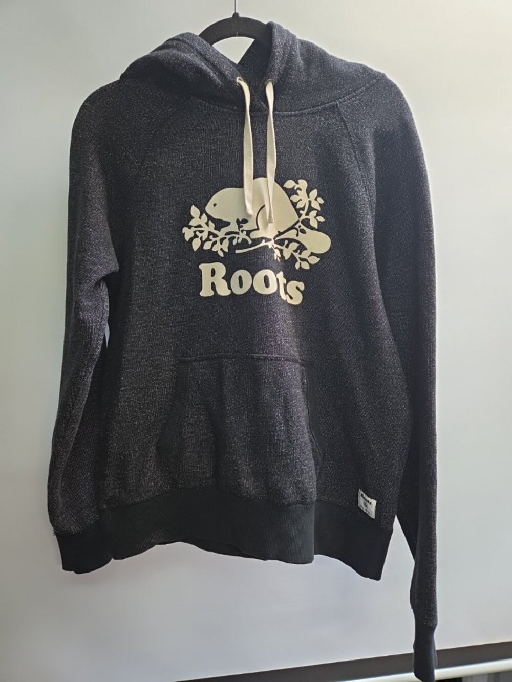 Roots Canada Hoodie Salt & Pepper Beaver Logo Women Size Large Lrg L Gray